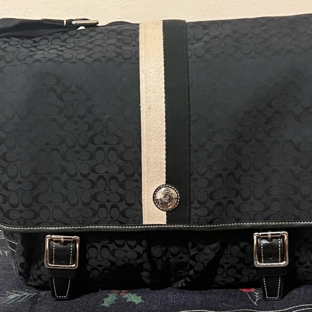 Coach Black Nylon Messenger Crossbody Laptop Bag – Travel Work Tote